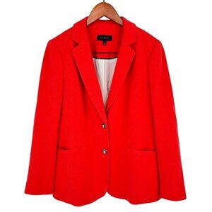 Talbots Womens orange Blazer Jacket Size 10 Cotton Blend crest Button lined